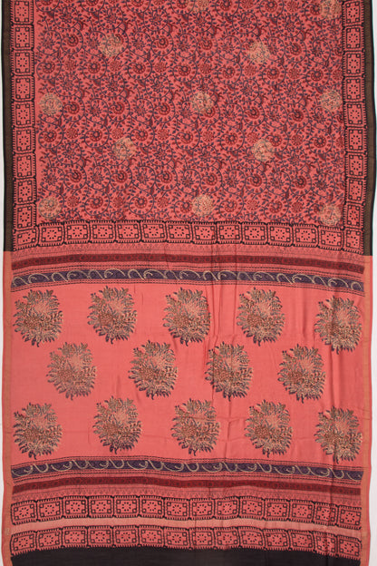 Chanderi Silk Batik Printed And Butta Peach Saree