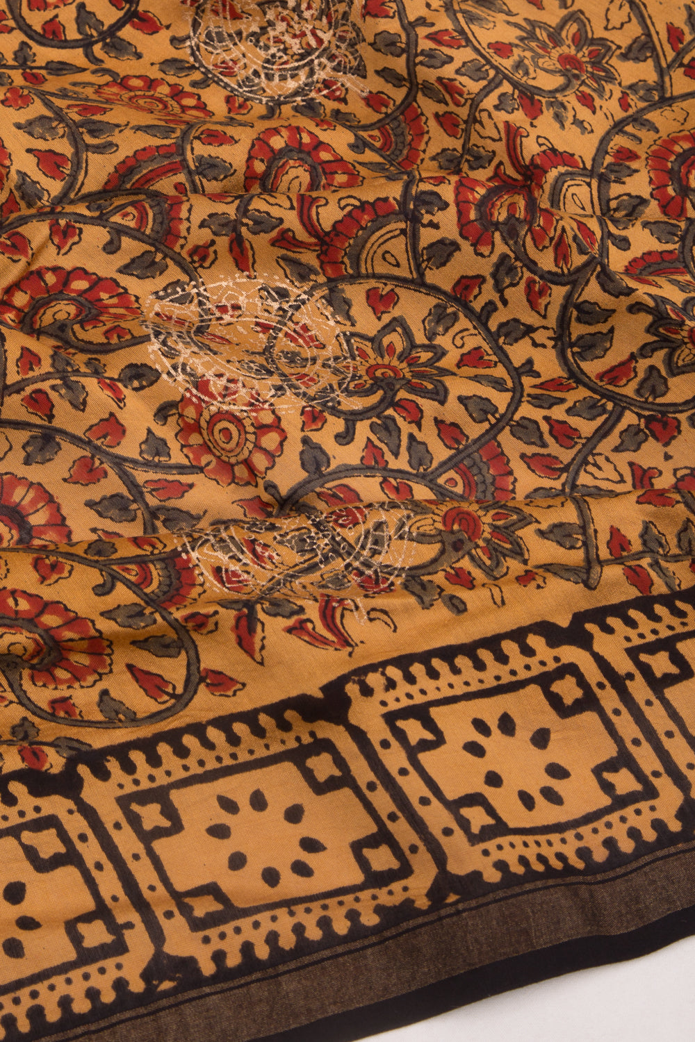 Chanderi Silk Batik Printed And Butta Yellow Saree