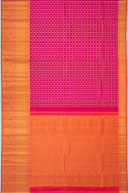 Kanchipuram Silk Checks And Butta Pink Saree