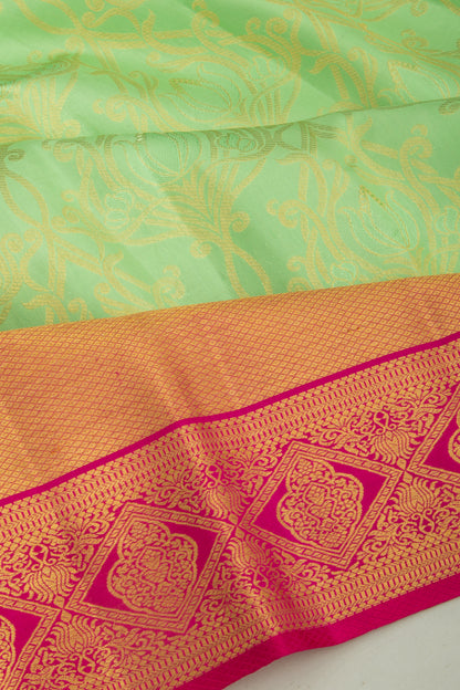 Kanchipuram Silk Jaal Green Saree