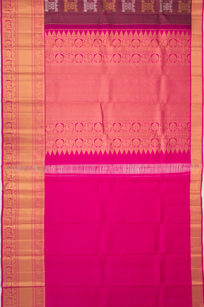 Kanchipuram Silk Checks And Butta Purple Saree