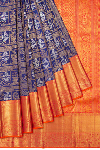 Kanchipuram Silk Brocade Royal Blue Saree