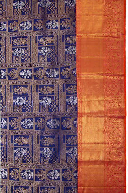 Kanchipuram Silk Brocade Royal Blue Saree