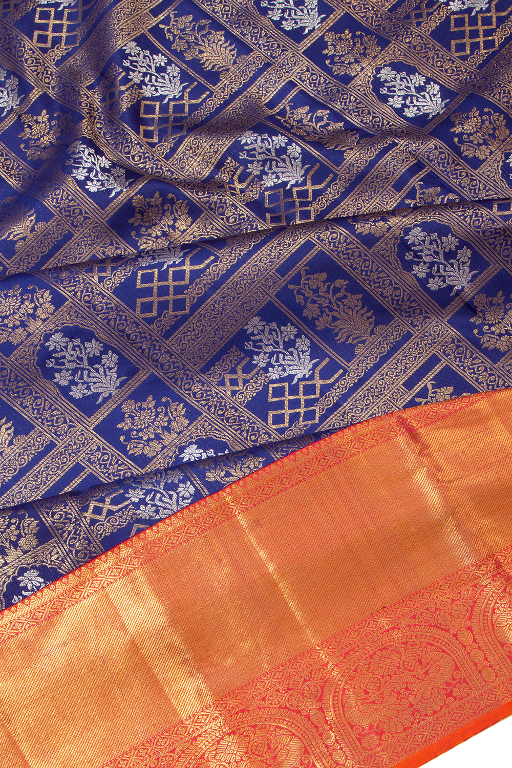 Kanchipuram Silk Brocade Royal Blue Saree