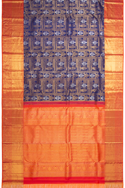Kanchipuram Silk Brocade Royal Blue Saree