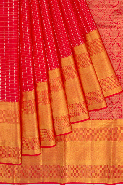 Kanchipuram Silk Lines And Butta Red Saree