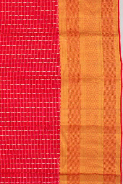 Kanchipuram Silk Lines And Butta Red Saree