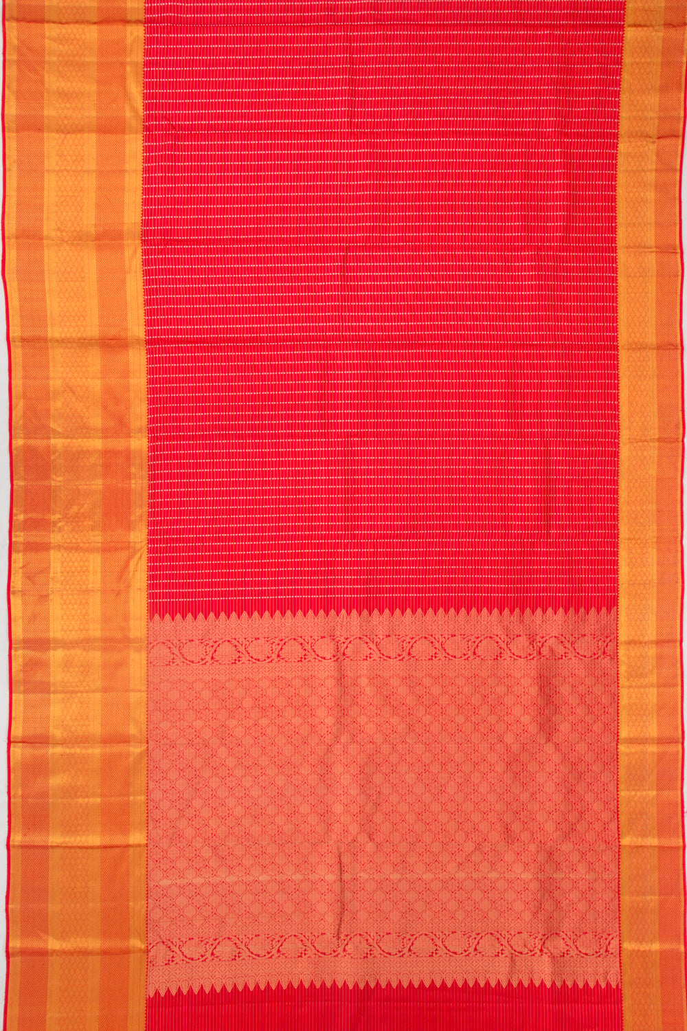 Kanchipuram Silk Lines And Butta Red Saree