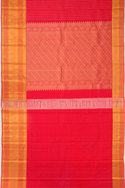 Kanchipuram Silk Lines And Butta Red Saree