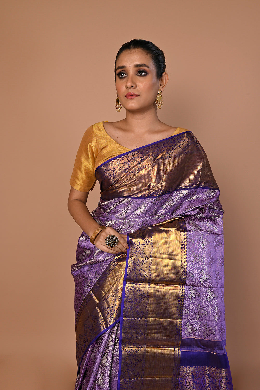 Kanchipuram Silk Brocade Blue Saree