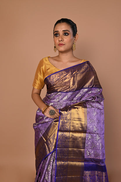 Kanchipuram Silk Brocade Blue Saree