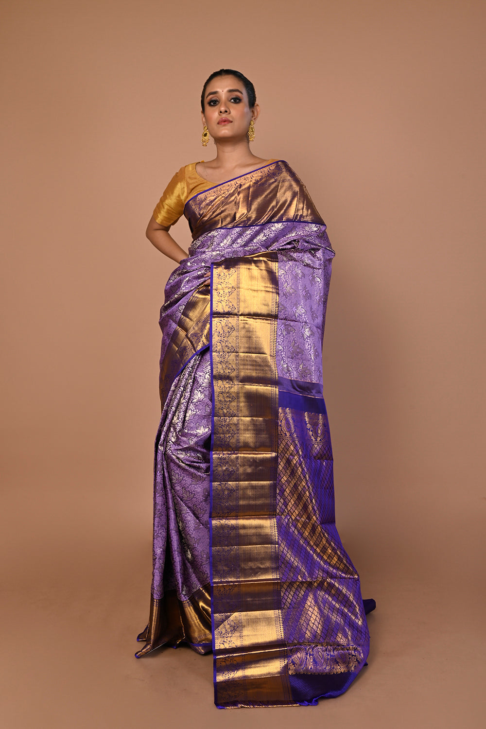 Kanchipuram Silk Brocade Blue Saree