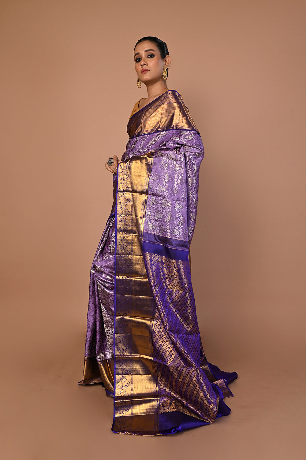 Kanchipuram Silk Brocade Blue Saree