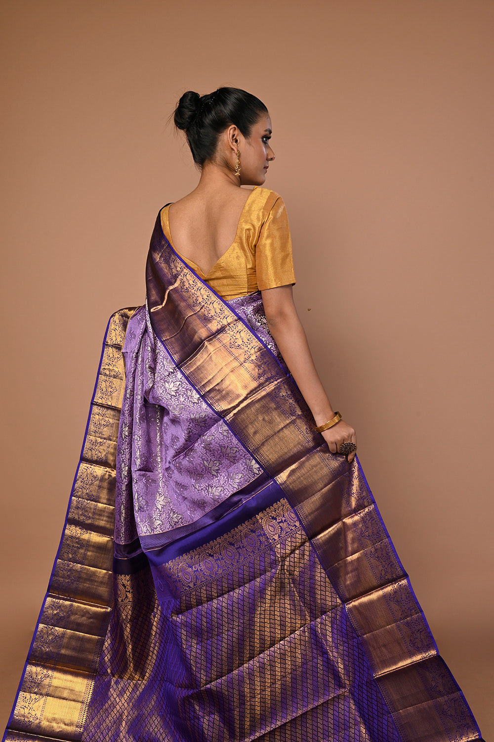 Kanchipuram Silk Brocade Blue Saree