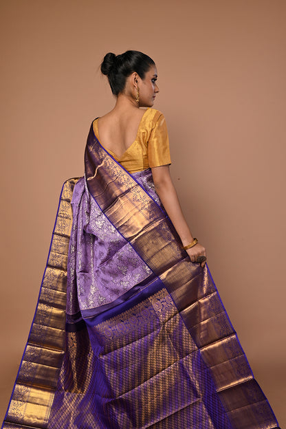 Kanchipuram Silk Brocade Blue Saree
