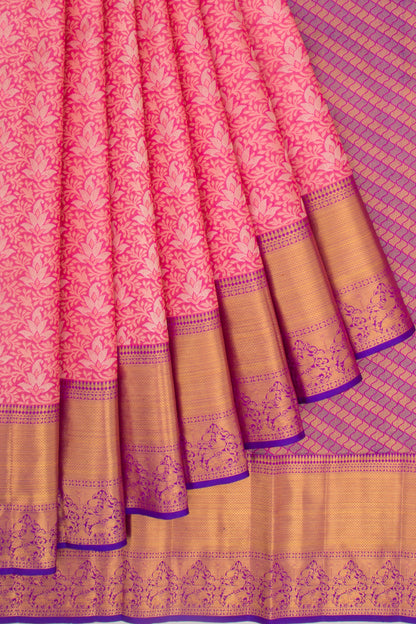 Kanchipuram Silk Brocade Pink Saree