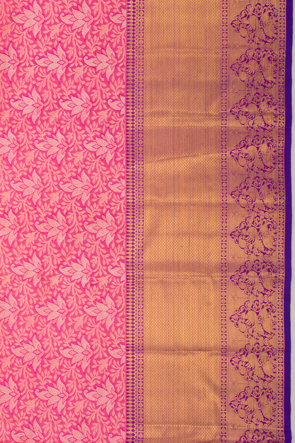 Kanchipuram Silk Brocade Pink Saree