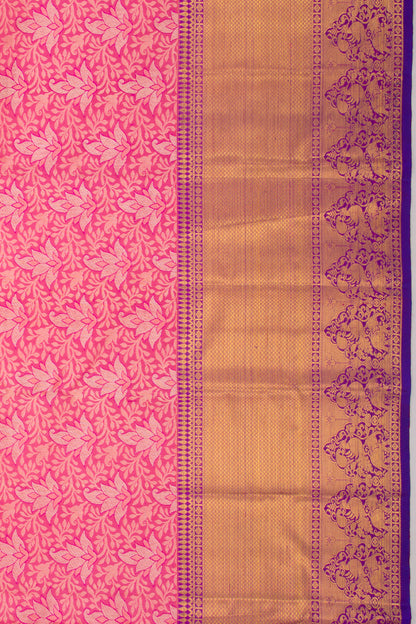 Kanchipuram Silk Brocade Pink Saree