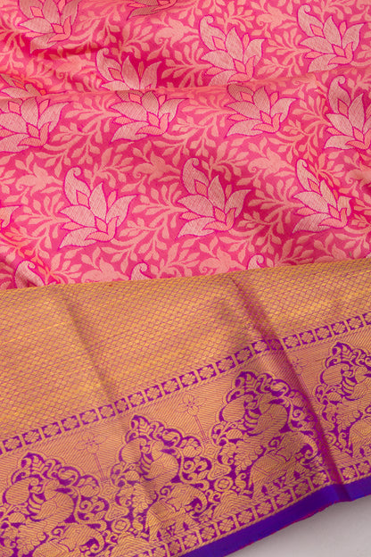 Kanchipuram Silk Brocade Pink Saree