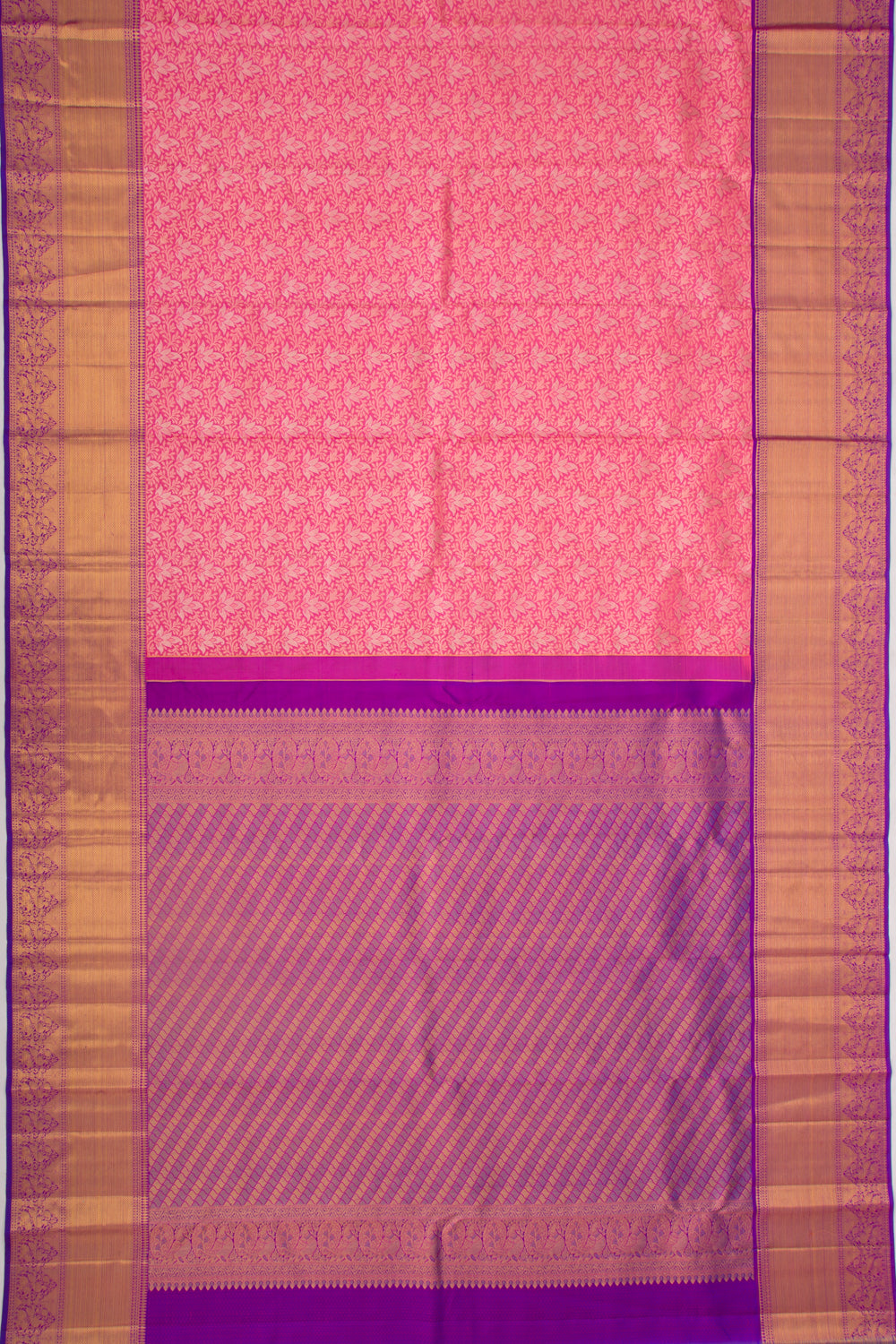 Kanchipuram Silk Brocade Pink Saree