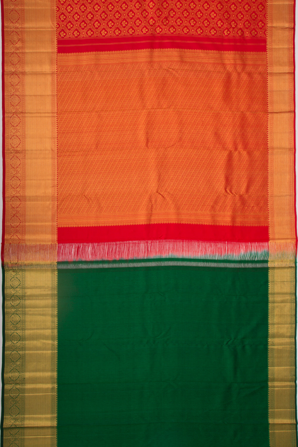 Kanchipuram Silk Jaal And Butta Red Saree