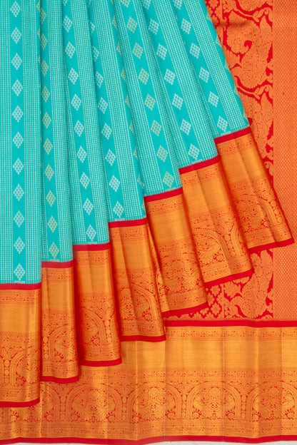 Kanchipuram Silk Brocade Sky Blue Saree