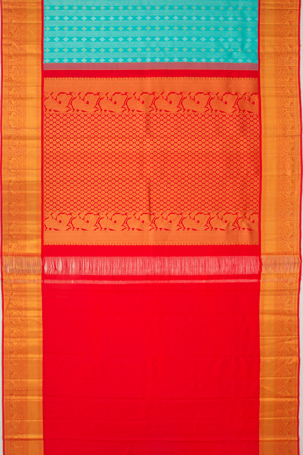 Kanchipuram Silk Brocade Sky Blue Saree