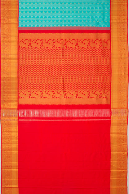 Kanchipuram Silk Brocade Sky Blue Saree