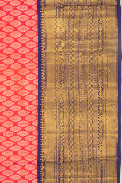 Kanchipuram Silk Brocade Dual Tone Pink And Orange Saree