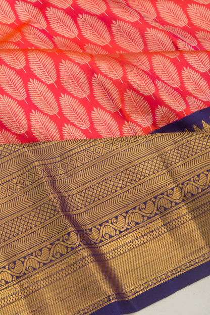 Kanchipuram Silk Brocade Dual Tone Pink And Orange Saree