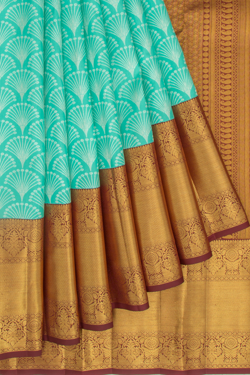 Kanchipuram Silk Brocade Sea Green Saree