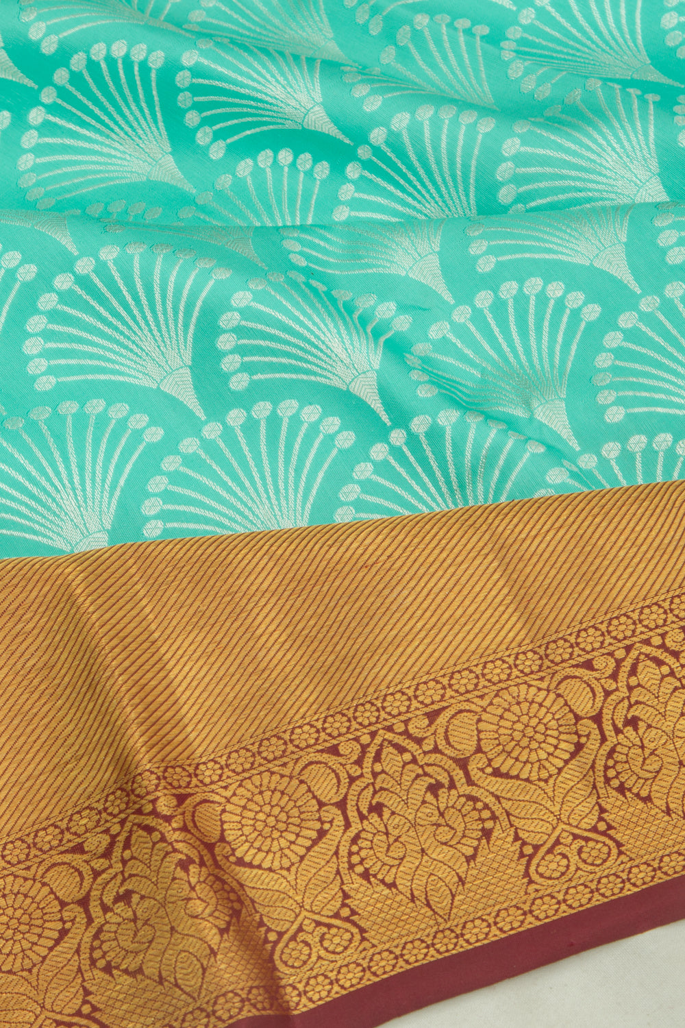 Kanchipuram Silk Brocade Sea Green Saree