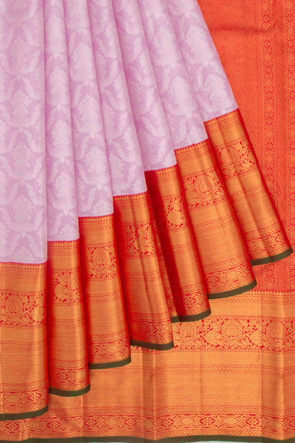 Kanchipuram Silk Jaal Lavender Saree
