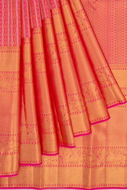 Kanchipuram Silk Brocade Pink Saree