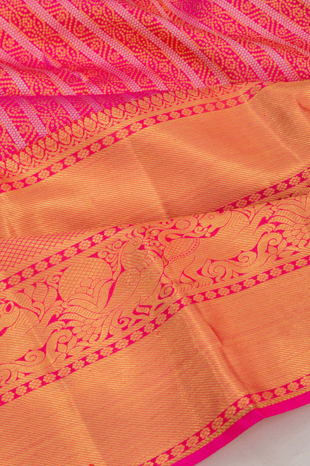 Kanchipuram Silk Brocade Pink Saree