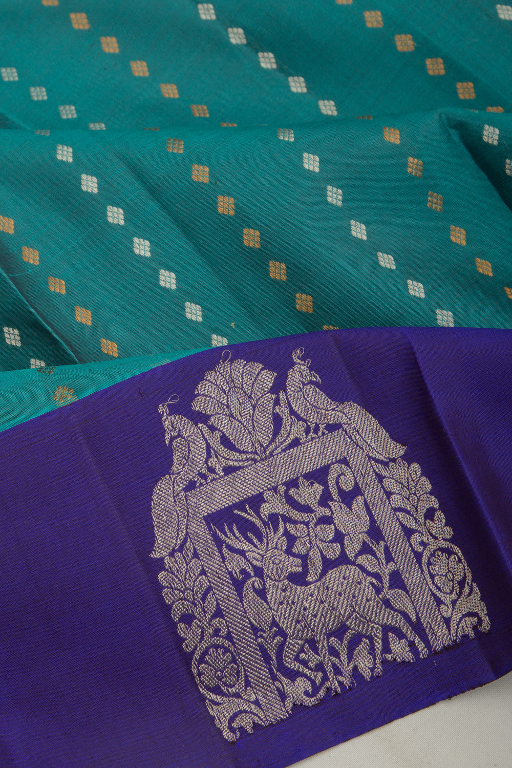 Taranga Kanchi Silk Brocade Teal Blue Saree