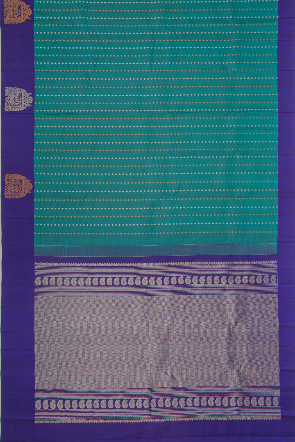 Taranga Kanchi Silk Brocade Teal Blue Saree