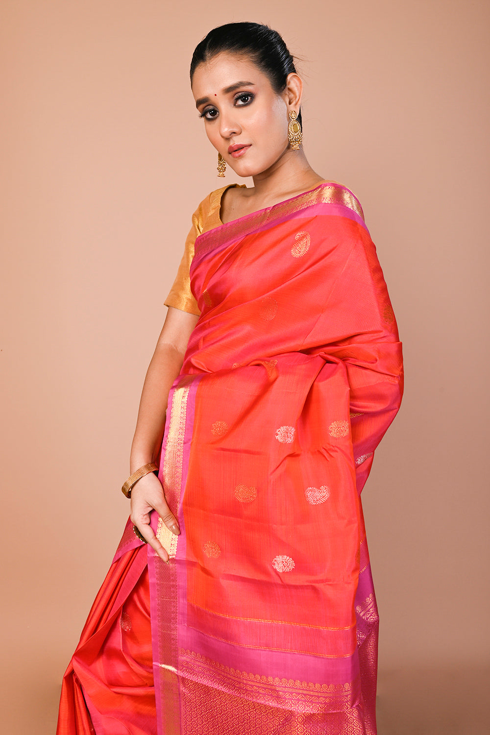 Kanchipuram Silk Butta Pink Saree