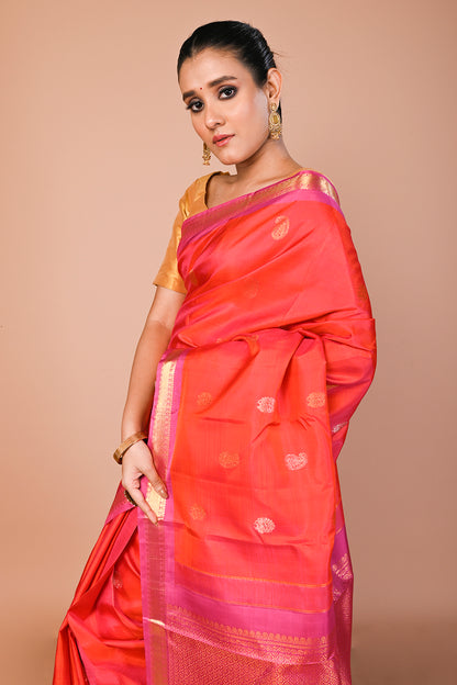 Kanchipuram Silk Butta Pink Saree
