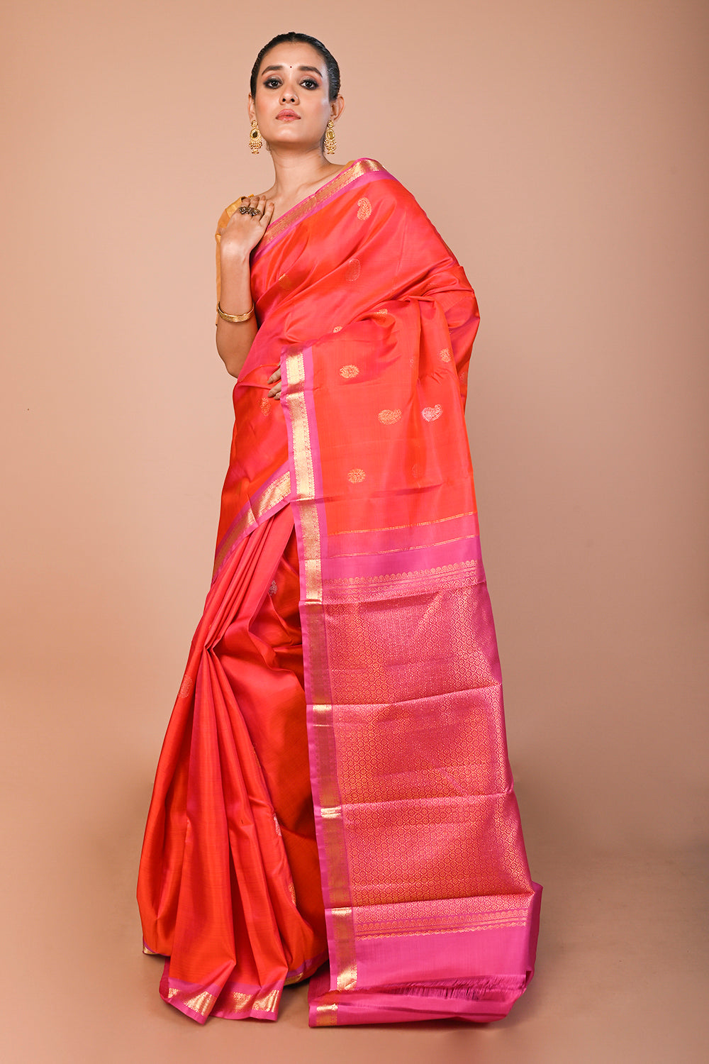 Kanchipuram Silk Butta Pink Saree