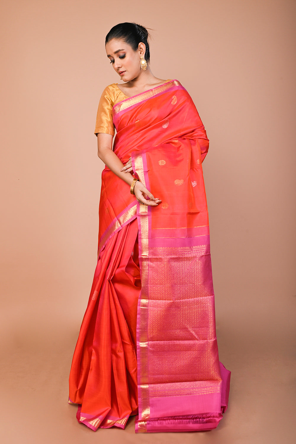 Kanchipuram Silk Butta Pink Saree