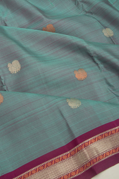 Kanchipuram Silk Butta Elephant Grey Saree