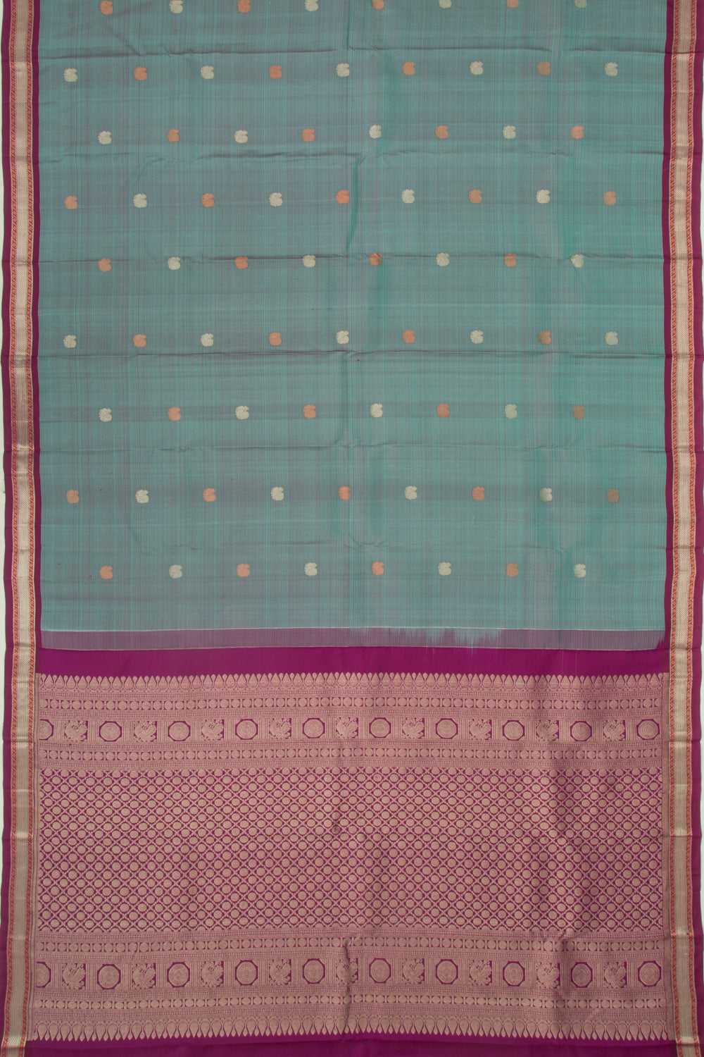 Kanchipuram Silk Butta Elephant Grey Saree