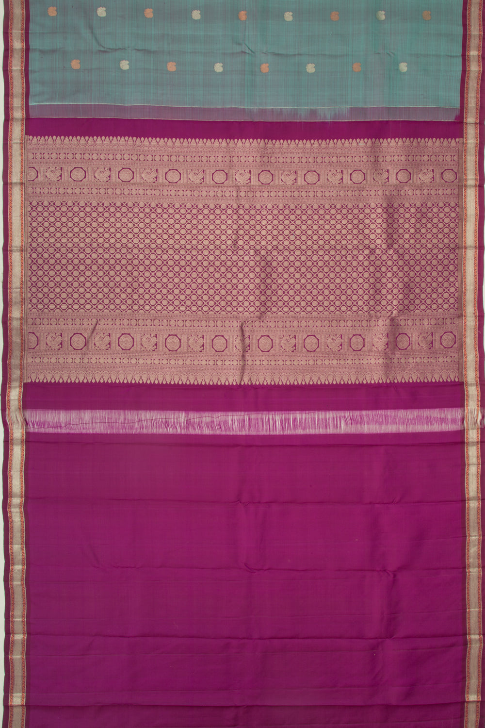 Kanchipuram Silk Butta Elephant Grey Saree