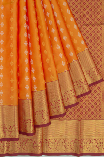 Kanchipuram Silk Butta Mustard Yellow Saree
