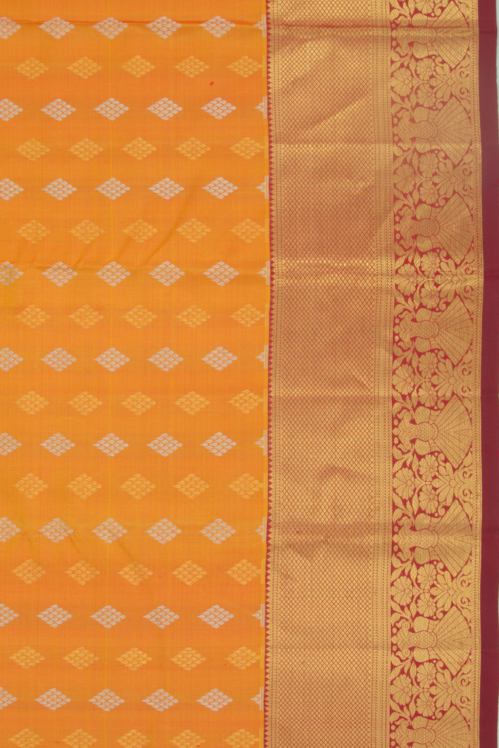 Kanchipuram Silk Butta Mustard Yellow Saree