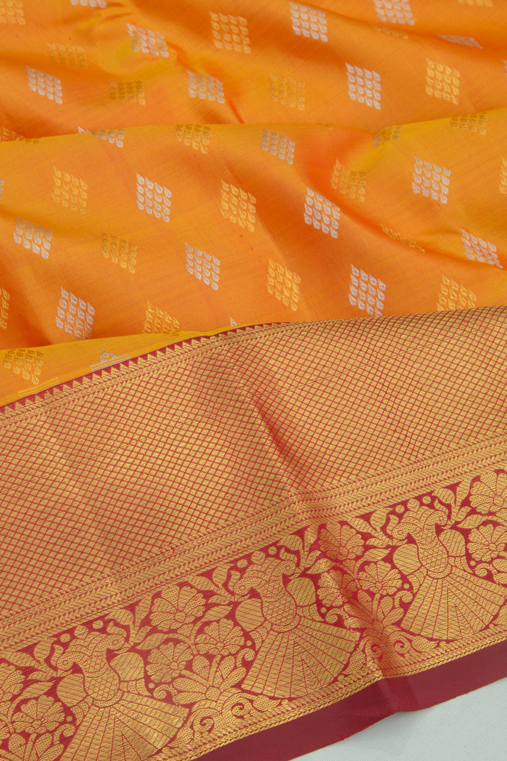 Kanchipuram Silk Butta Mustard Yellow Saree