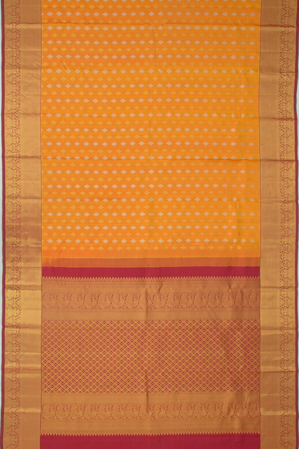 Kanchipuram Silk Butta Mustard Yellow Saree