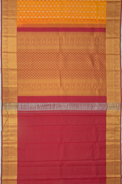 Kanchipuram Silk Butta Mustard Yellow Saree