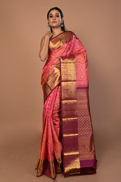 Kanchipuram Silk Butta Pink Saree